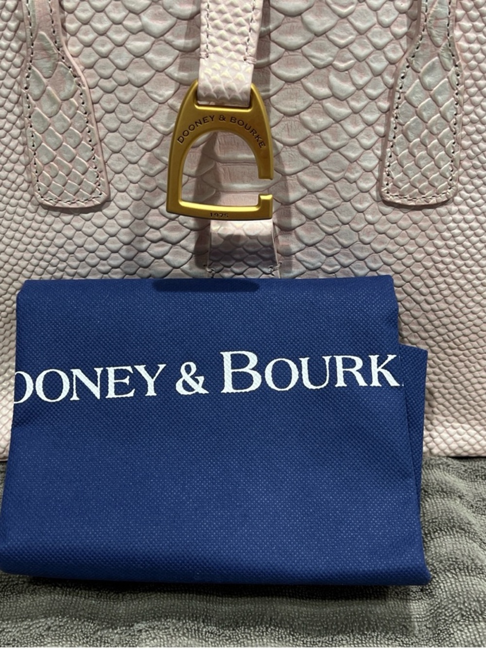 Dooney & Bourke Light Pink Embossed Leather Tote with Gold Hardware - Picture 7 of 7